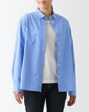 washed broadcloth regular collar long-sleeve shirt