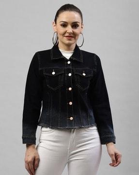 washed button-front jacket