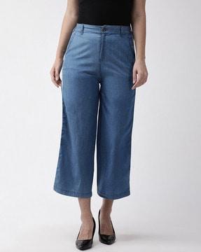 washed culottes with  elasticated waist