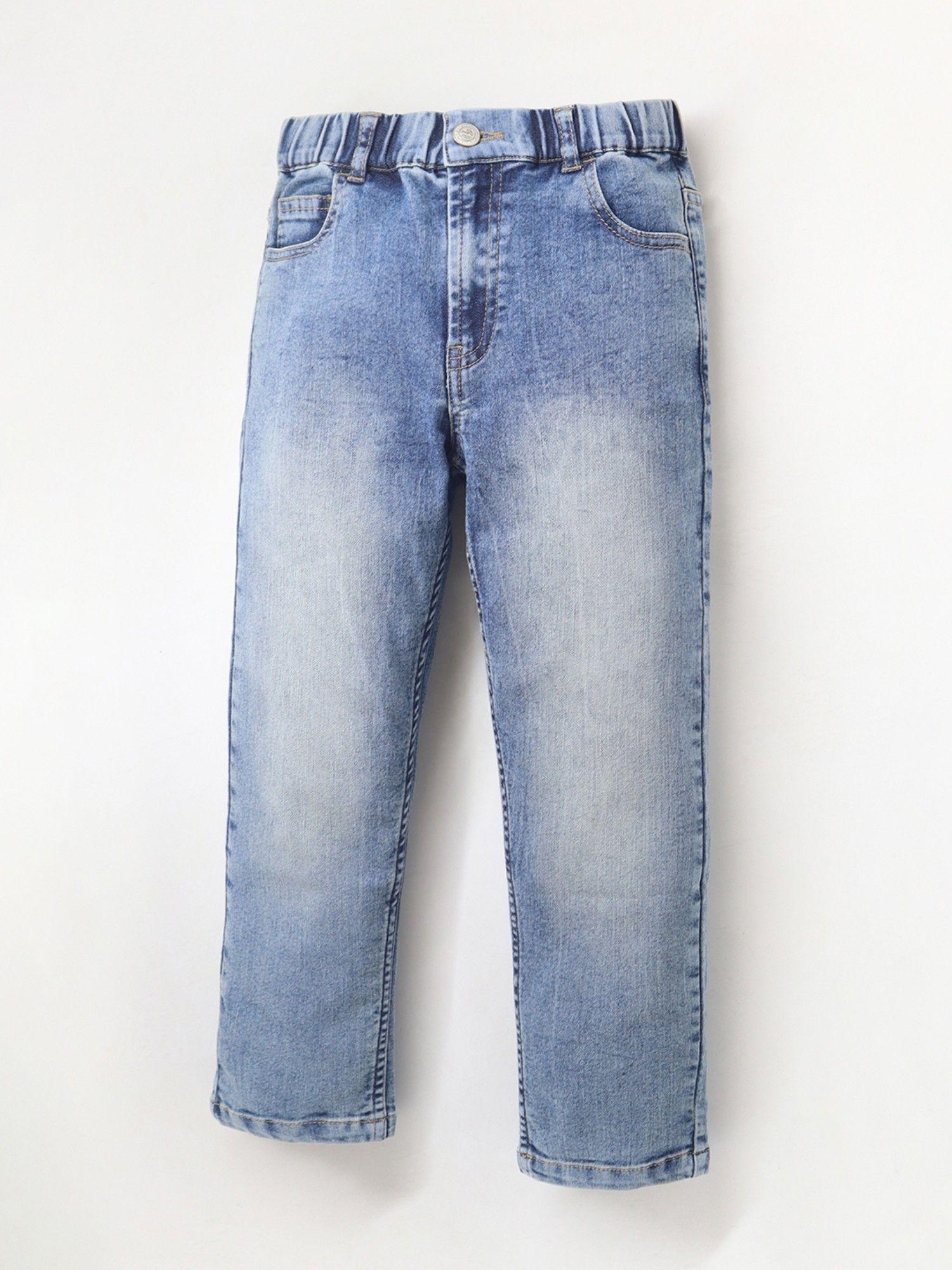washed denim blue regular jeans