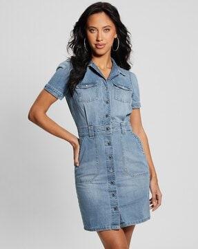 washed denim bodycon dress