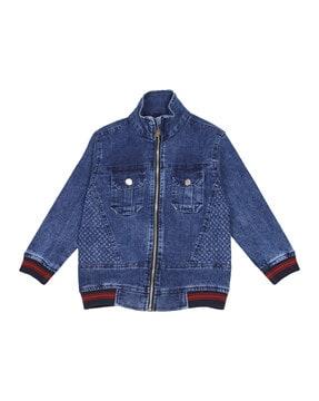 washed denim jacket with flap pockets