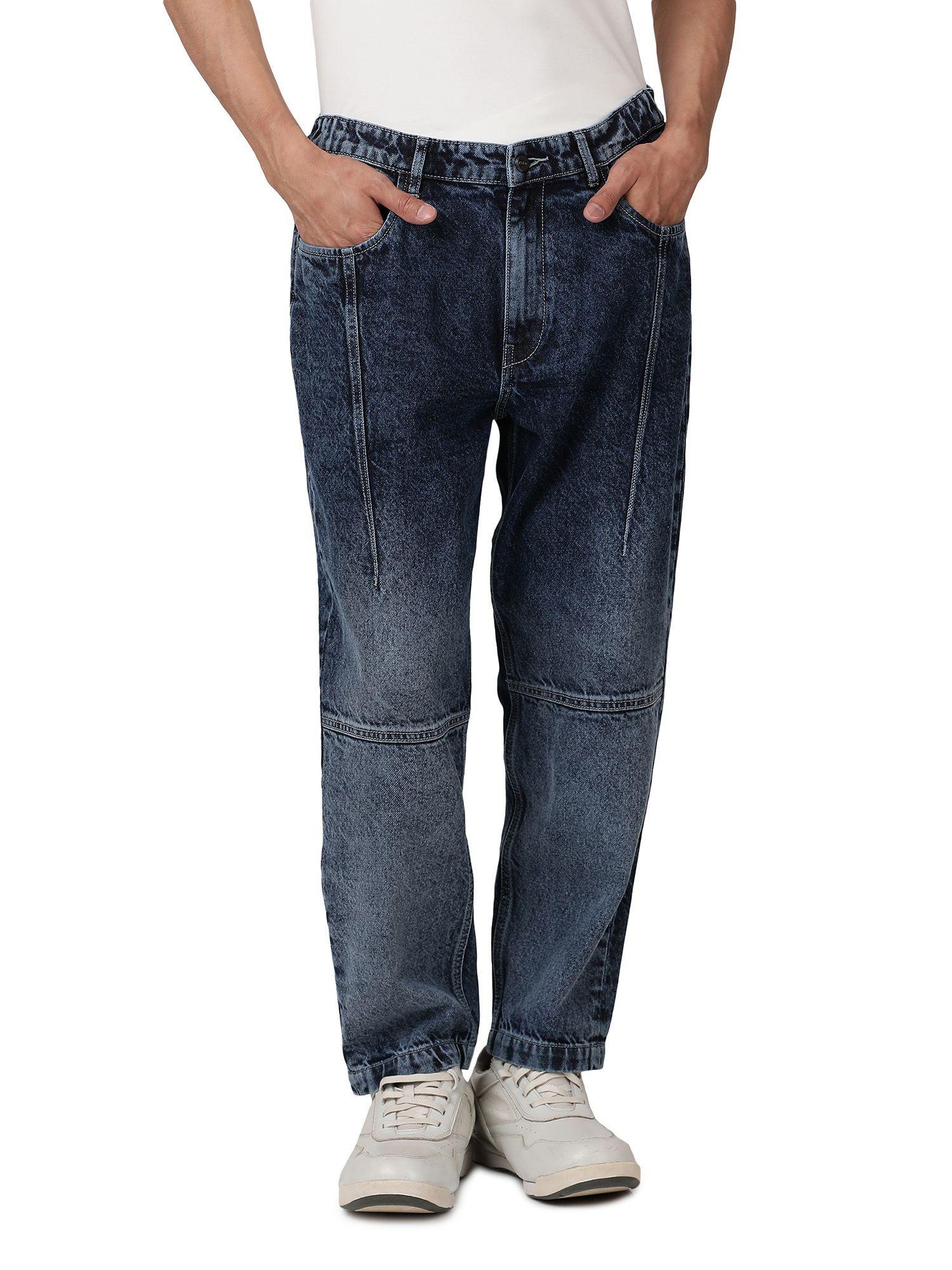 washed denim pant with front dart detail