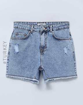 washed distressed shorts