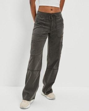 washed high-rise cargo pants