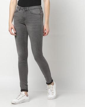 washed high-rise skinny jeans