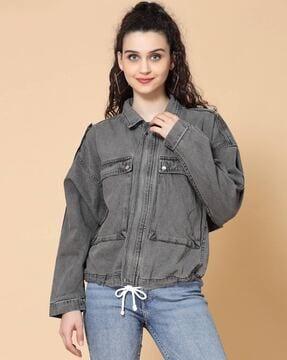 washed jacket with flap pockets