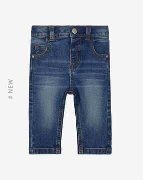 washed jeans with semi-elasticated waistband