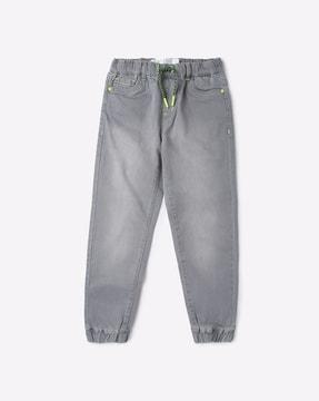 washed joggers with drawstring fastening