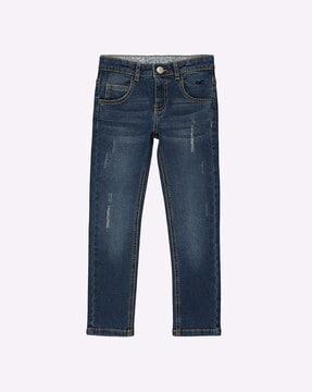washed lightly-distressed jeans