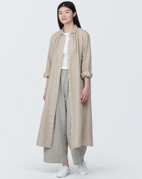 washed long sleeve linen shirt dress