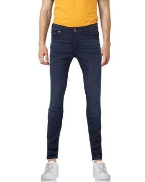 washed low-rise skinny jeans