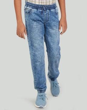 washed mid rise joggers jeans