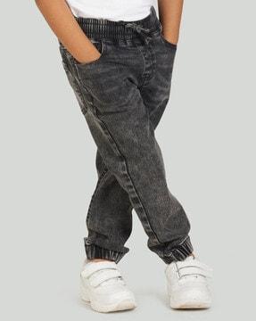 washed mid rise joggers jeans