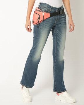 washed modern bootcut jeans