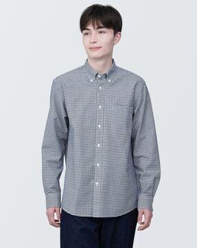 washed oxford button down long sleeve shirt