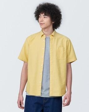 washed oxford button-down long sleeve shirt