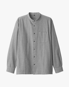 washed oxford stand collar shirt