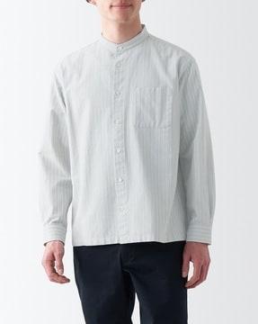 washed oxford stand-collar shirt