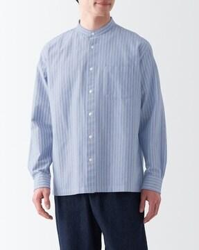 washed oxford stand-collar shirt