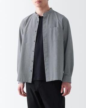 washed oxford stand-collar shirt