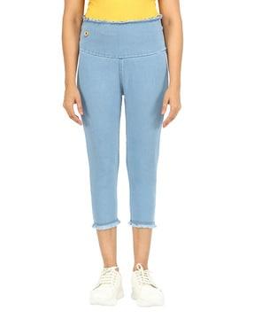 washed relaxed fit capris