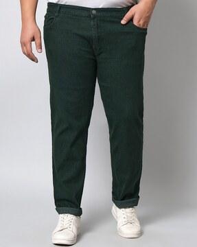 washed relaxed jeans with button closure