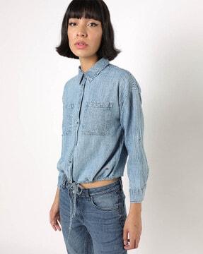 washed shirt with patch pockets