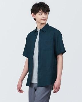 washed short sleeve linen shirt