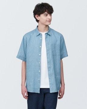 washed short sleeve linen shirt