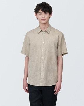 washed short sleeve linen shirt