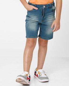 washed shorts with insert pockets