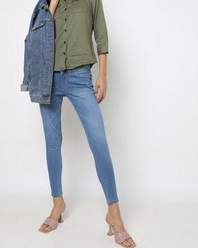 washed skinny fit ankle length jeans