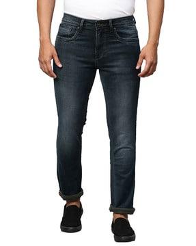 washed slim fit jeans with insert pockets