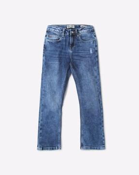 washed slim fit jeans with whiskers