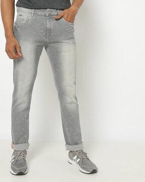 washed slim fit mid-rise jeans