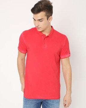 washed slim fit polo t-shirt