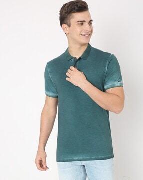 washed slim fit polo t-shirt