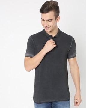 washed slim fit polo t-shirt