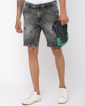 washed slim fit shorts