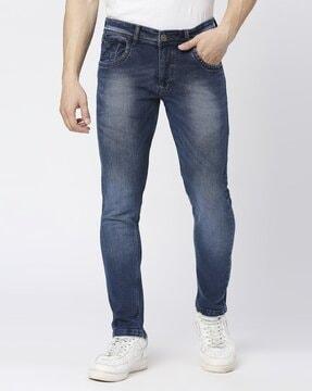 washed slim jeans with insert pocked