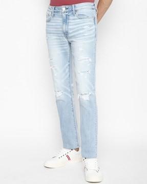 washed slim jeans with light distress