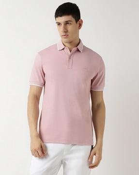 washed stretch-cotton pique slim fit polo t-shirt