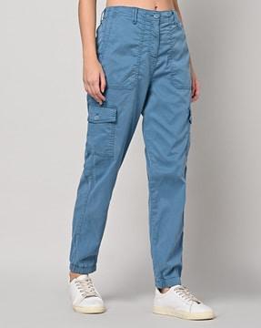 washed tapered fit cargo pants with insert pockets