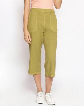 washed tapered fit culottes with insert pockets