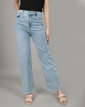 washed wide-leg jeans