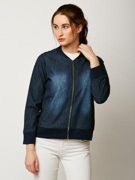washed zip-front bomber