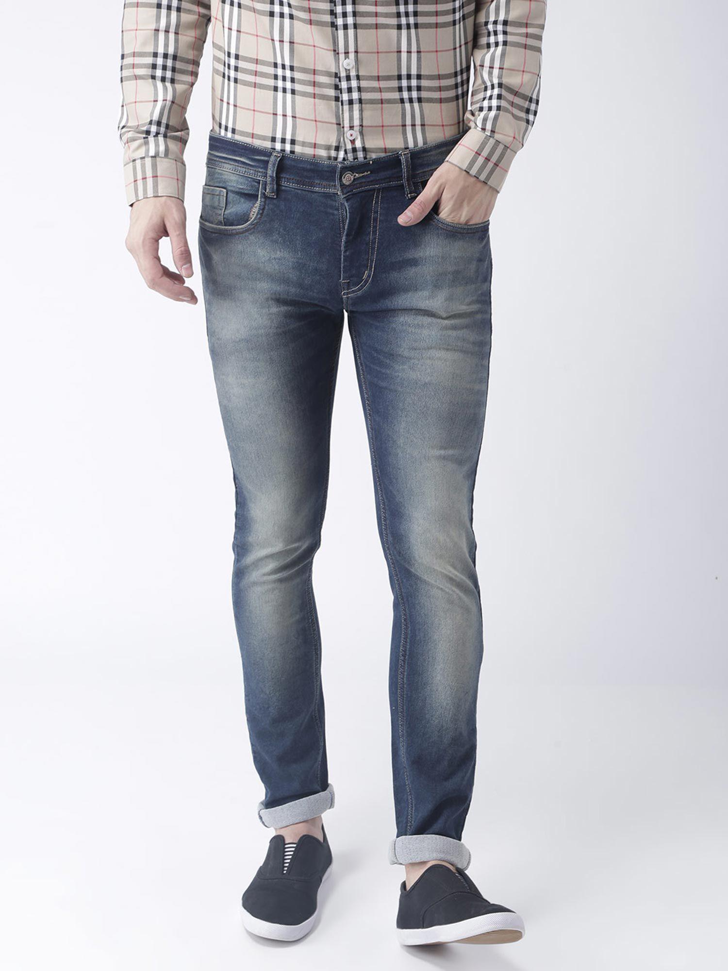 washing jeans designer bottom wear slim fit jeans blue color