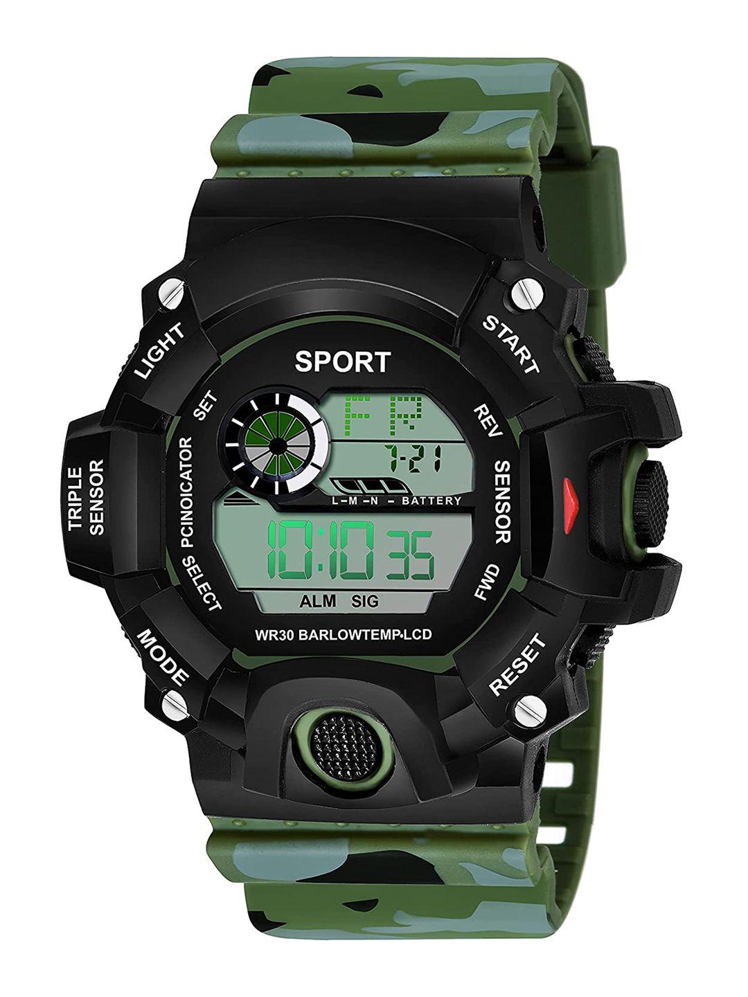 watchstar men rubber strap digital watch army c shock green1