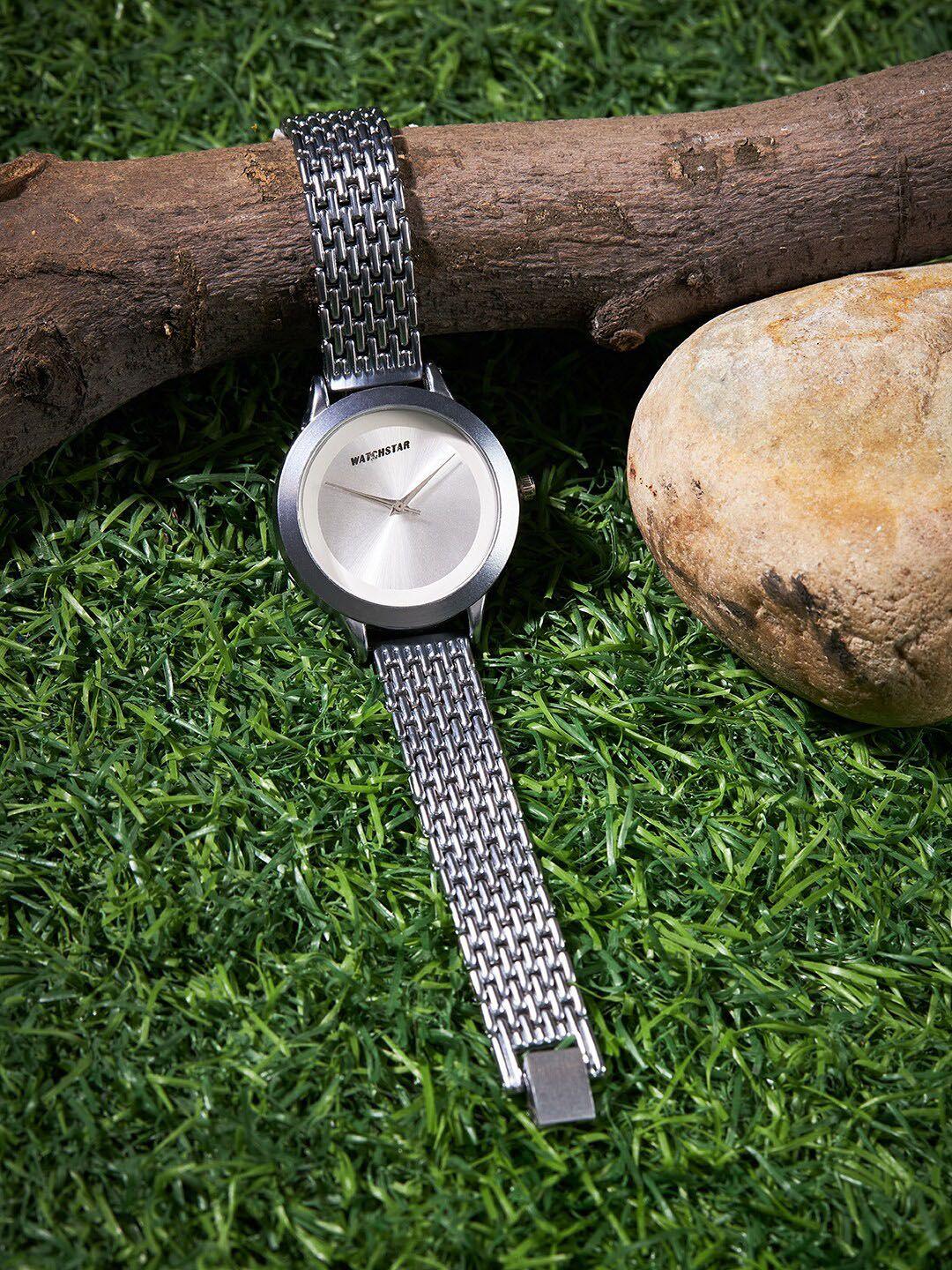 watchstar women stainless steel straps analogue watch laxi silver
